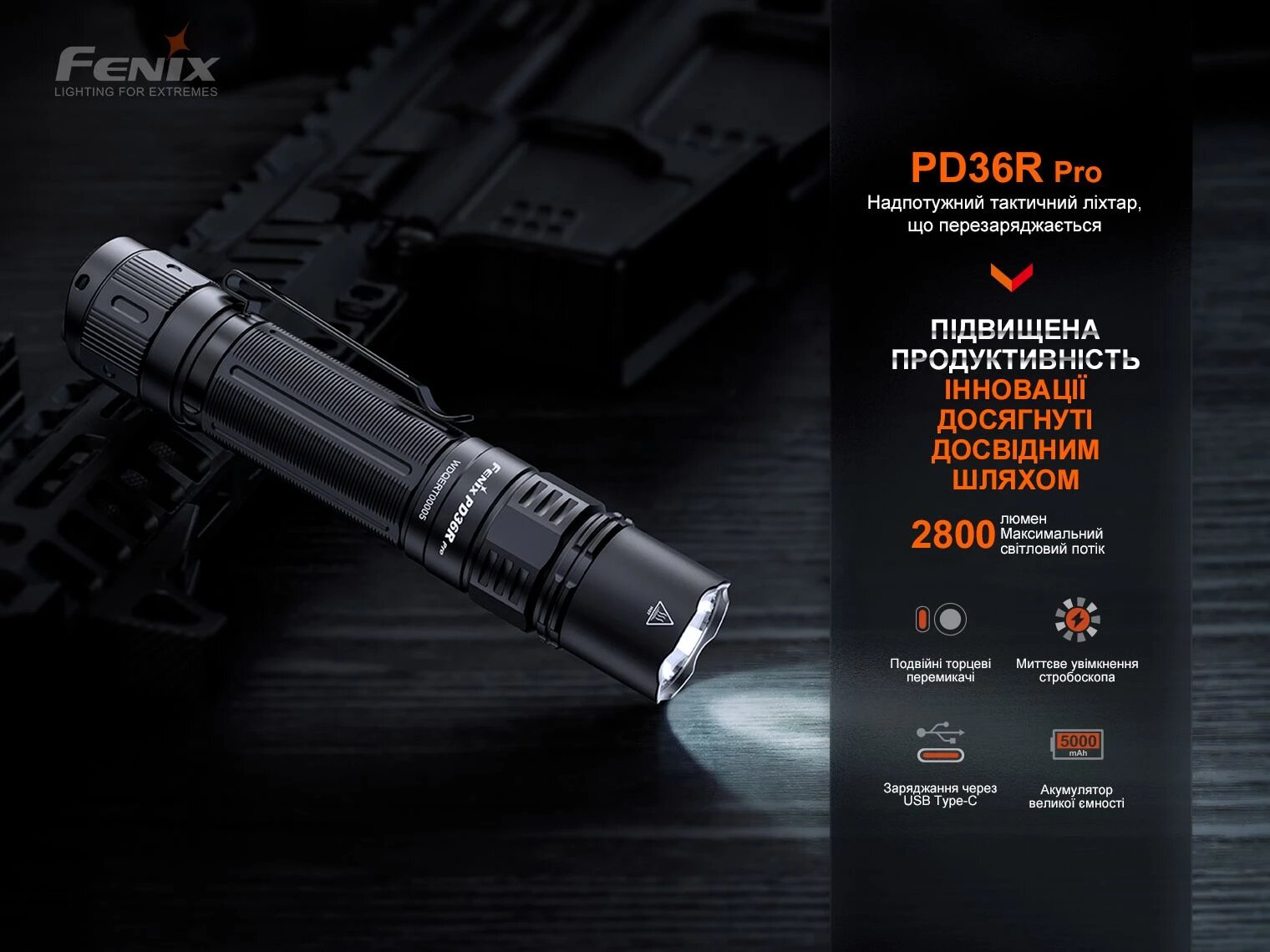 Фонарь Fenix PD36R Pro RED 2800Lm Фото 2